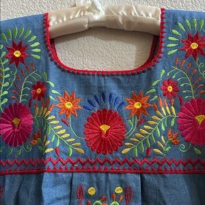 DENIM Long Mexican dresses embroidered